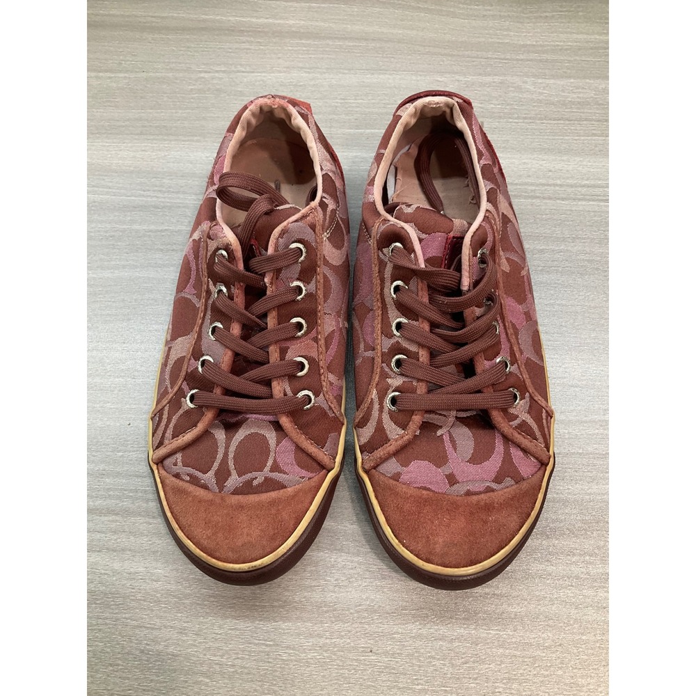 COACH BURGUNDY AND PINK BARRETT SNEAKERS